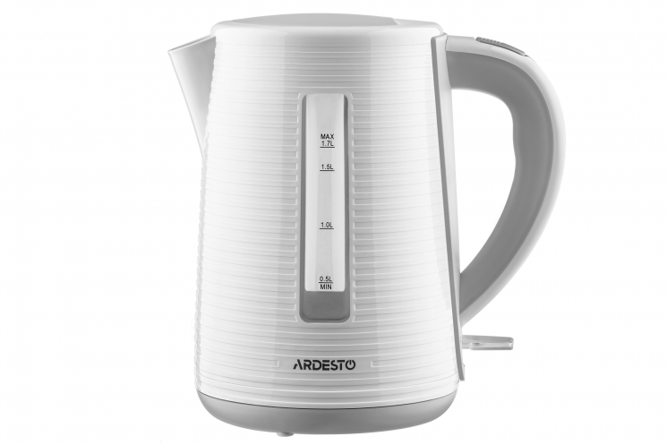 Електрочайник Ardesto EKL-F17WG White stripes 1.7л, Strix, пластик, біло-сірий